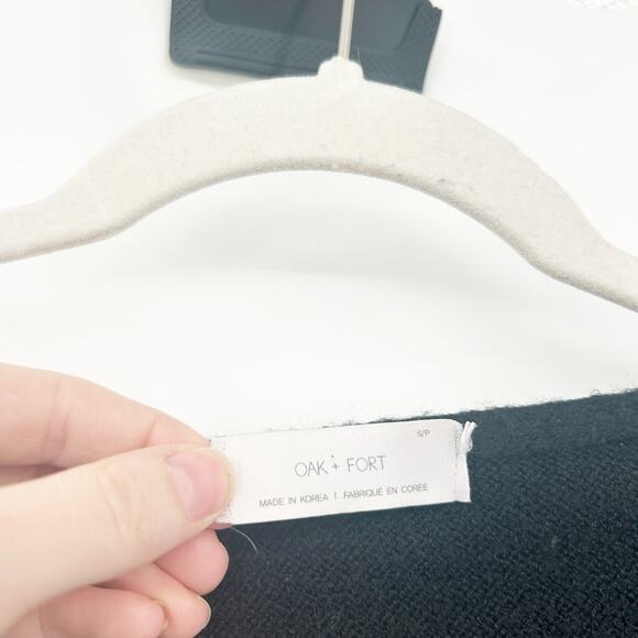 Oak + Fort Womens Fall Chic Knit Button Front Asymmetrical Sweater Size S Black - Picture 3 of 7